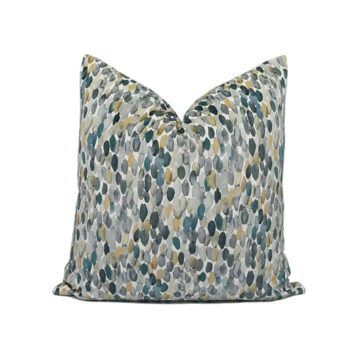 Romo - Orrin - Eucalyptus - Contemporary Grey Painterly Velvet Cushion Cover - Handmade Throw Pillow - Designer Home Décor.
