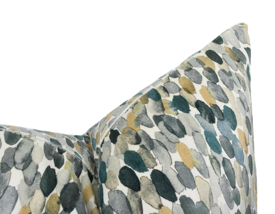 Romo - Orrin - Eucalyptus - Contemporary Grey Painterly Velvet Cushion Cover - Handmade Throw Pillow - Designer Home Décor.