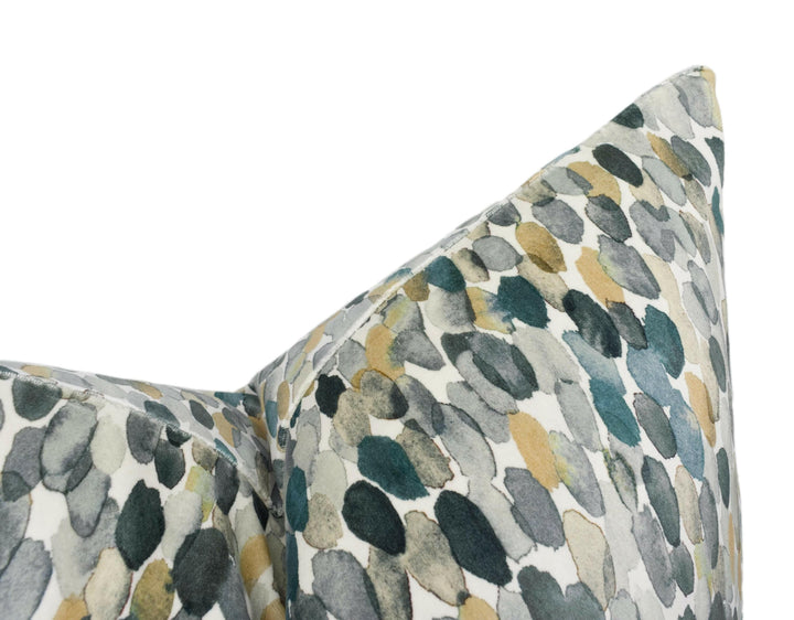 Romo - Orrin - Eucalyptus - Contemporary Grey Painterly Velvet Cushion Cover - Handmade Throw Pillow - Designer Home Décor.