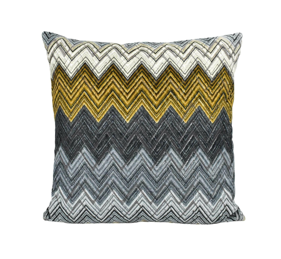 Romo x Black Edition - Zenith - Muscovado - Sumptuous Woven Jacquard Velvet Designer Cushion Cover Black Grey Gold Geometric Chevron Pillow.