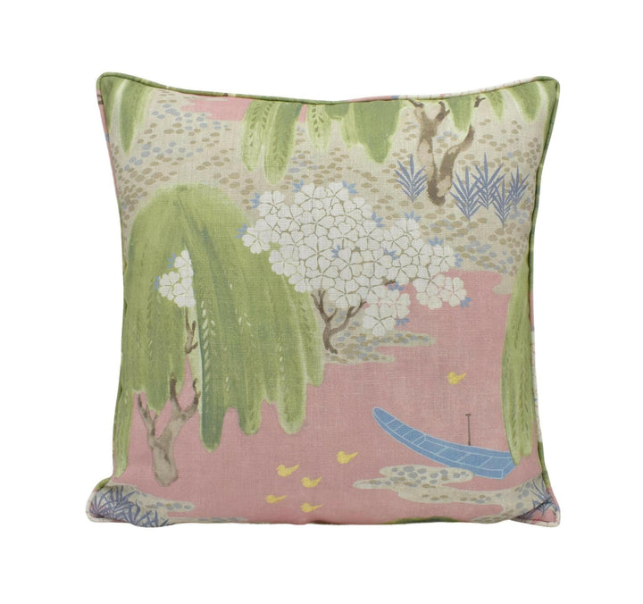 Anna French x Thibaut - Willow Tree - Blush - Symbolic Spiritual Japanese Willow Tree Floral Designer Cushion Cover Preppy Pink Cottage Core.