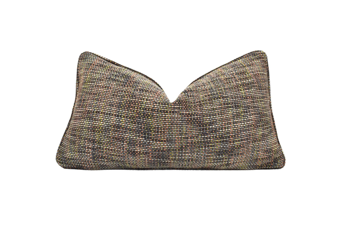 Harlequin - Cestino - Cinnamon - Contemporary Wool Tweed Thick Loop Weave Pillow Cover - Orange Black Designer Woven Handmade Pillow.