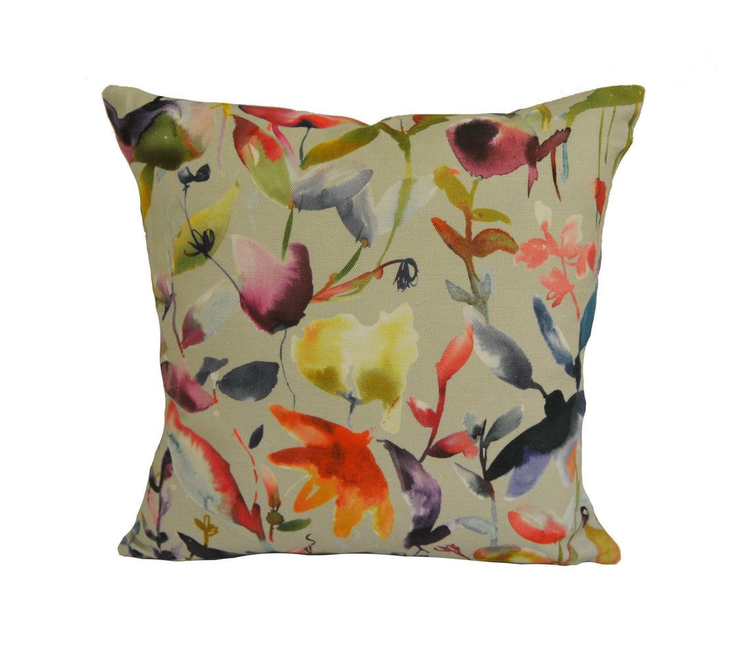 Voyage - Jayin - Cashew - Playful Watercolour Floral Cushion Cover - Handmade Throw Pillow Designer Home Decor.
