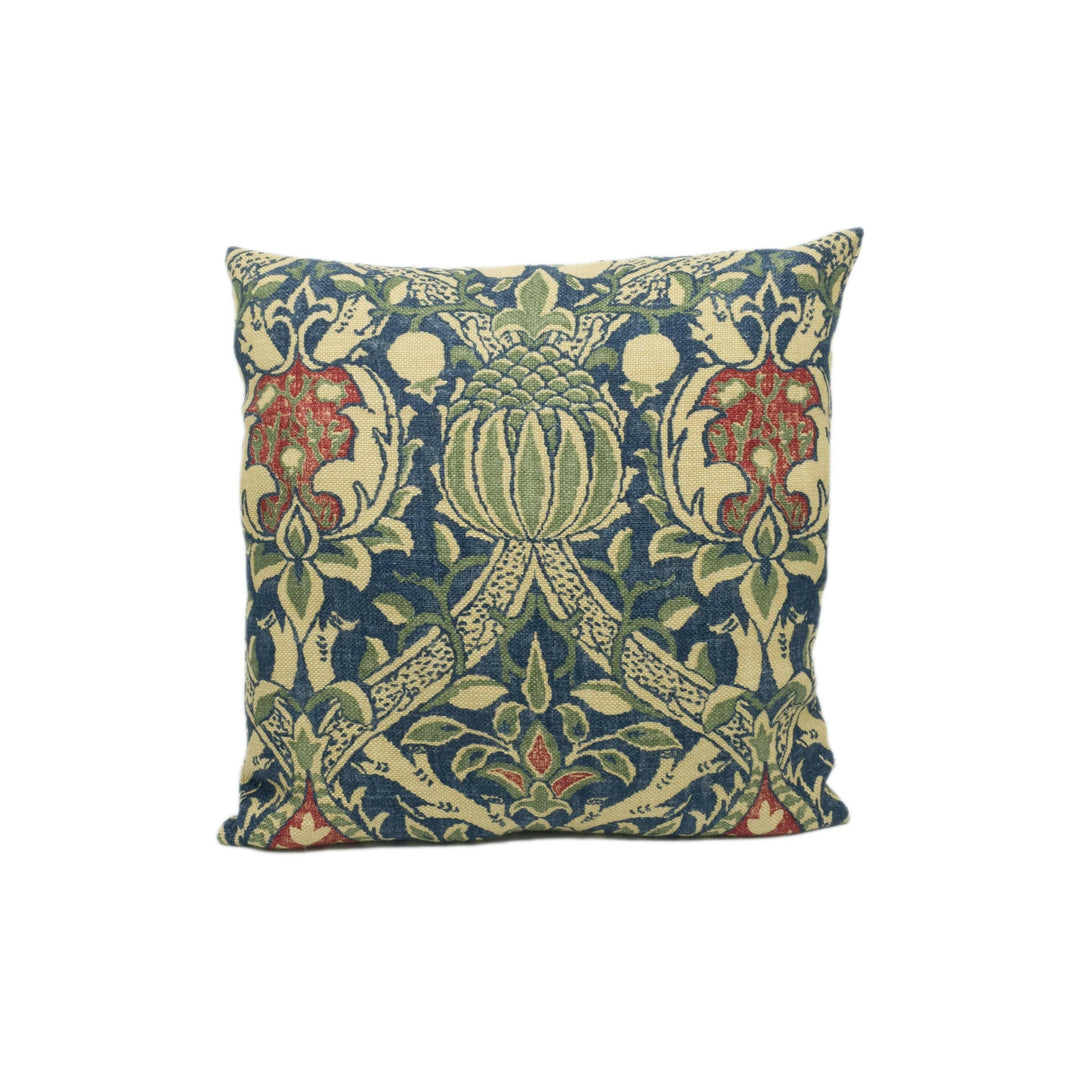 William Morris - Granada - Indigo / Red - Ornate Fruit Trellis Cushion Cover - Handmade Throw Pillow - Designer Home Décor.