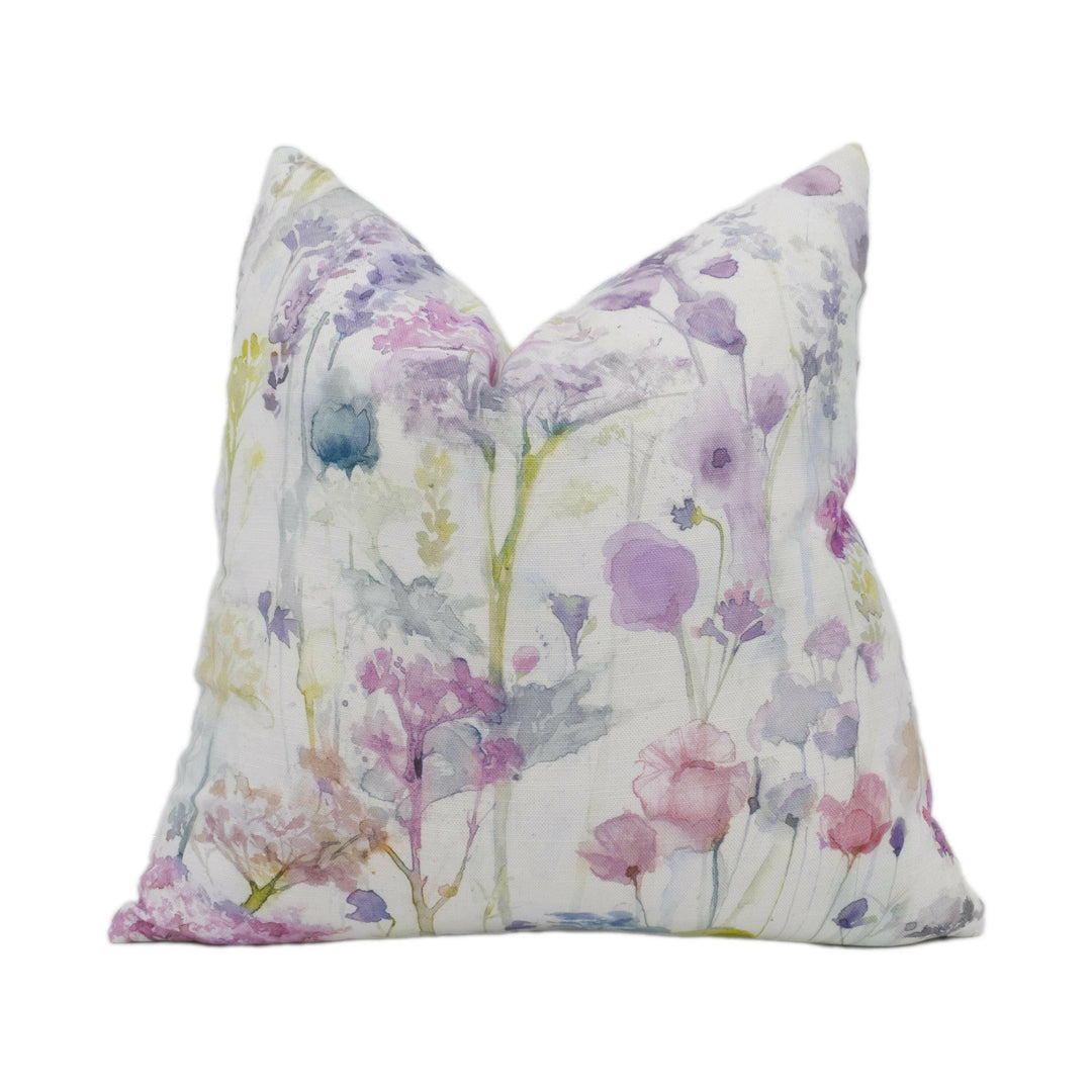 Voyage - Ilinizas - Summer - Elegant Watercolour Floral Meadow Designer Cushion Cover - Luxury Throw Pillow - Handmade Home Decor.