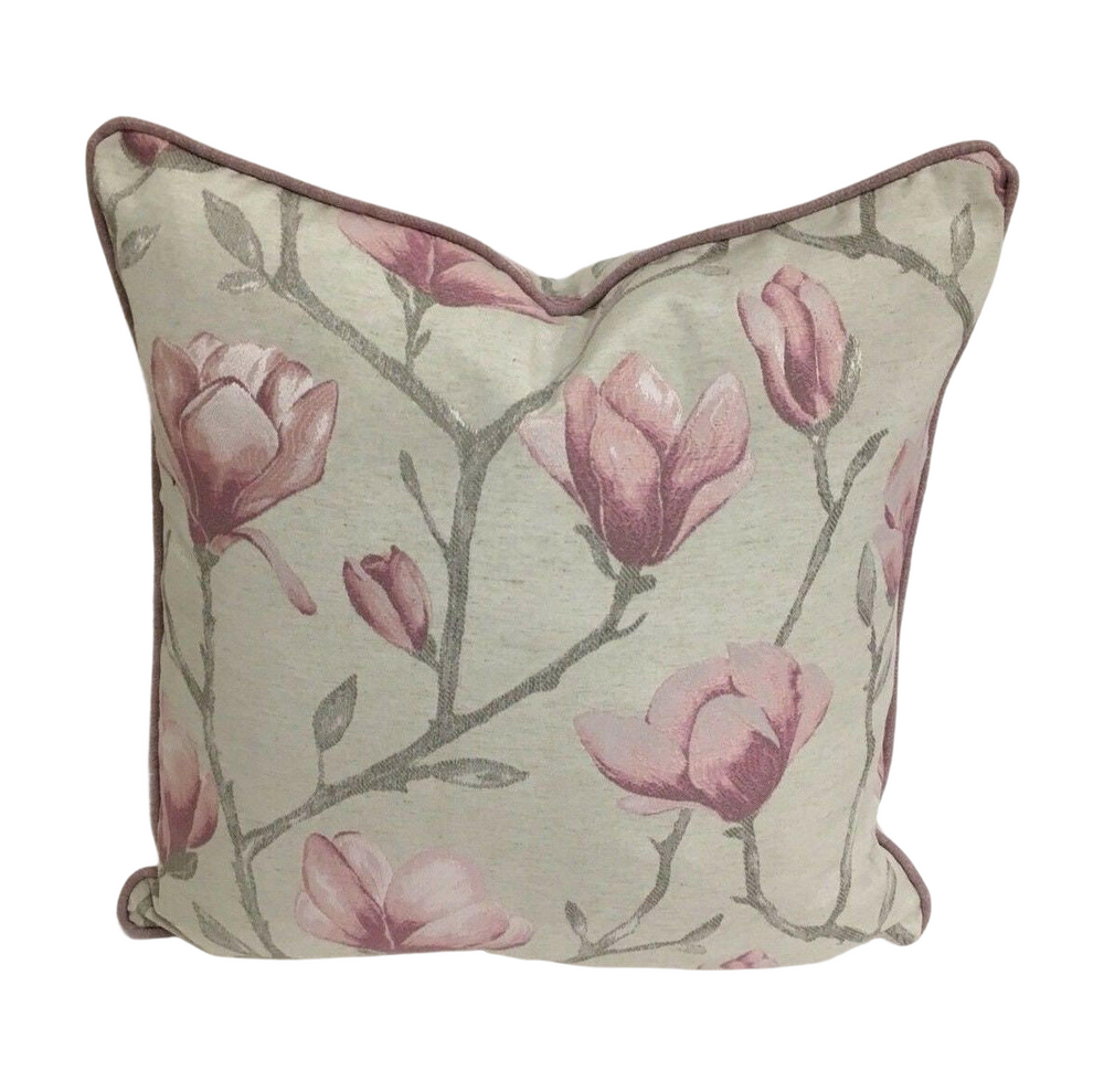 Voyage - Chatsworth - Rose - Magnificent Jacquard Magnolia Cushion Cover - Handmade Throw Pillow Designer Home Decor.