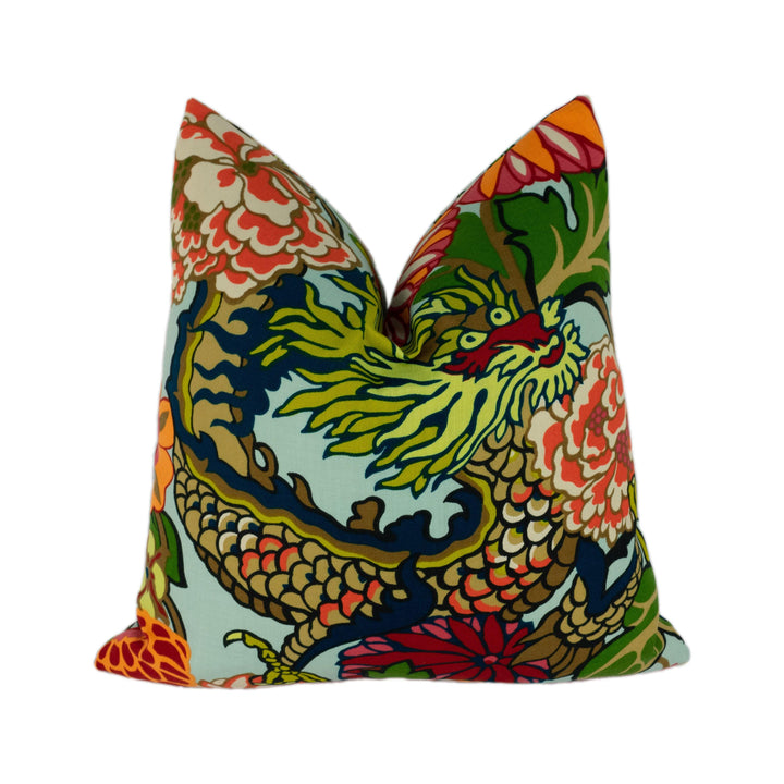 Schumacher – Chiang Mai – Aquamarine – Cushion Cover – Chinoiserie Outdoor Pillow