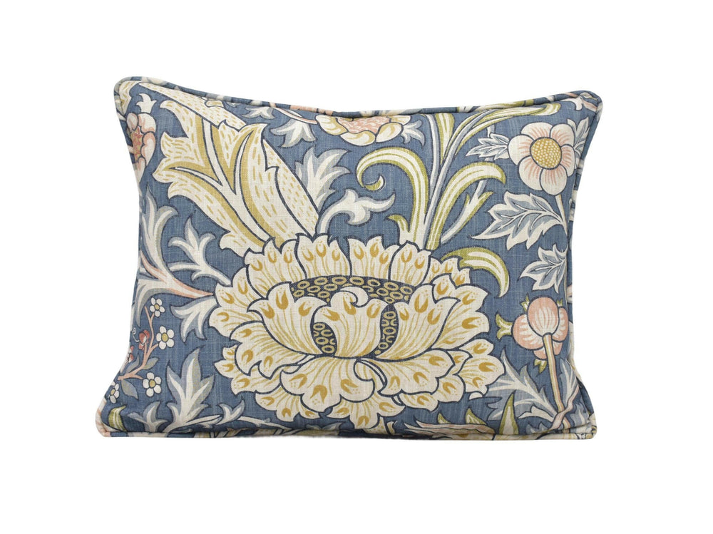 William Morris - Trent - Woad Blue - Rich Vibrant English Garden Floral Designer Cushion Cover - Luxuy Throw Pillow - Handmade Home Decor.