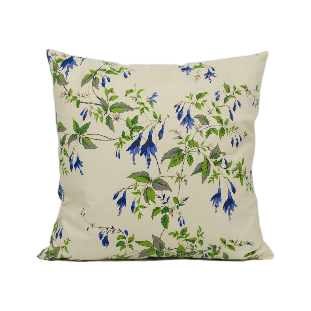 Colefax and Fowler - Fuchsia Chintz - Blue - Graceful Delicate Floral Designer Cushion Cover - Handmade Throw Pillow - Luxury Home Décor.
