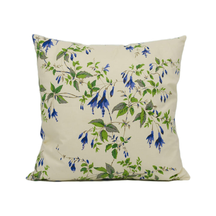 Colefax and Fowler - Fuchsia Chintz - Blue - Graceful Delicate Floral Designer Cushion Cover - Handmade Throw Pillow - Luxury Home Décor.