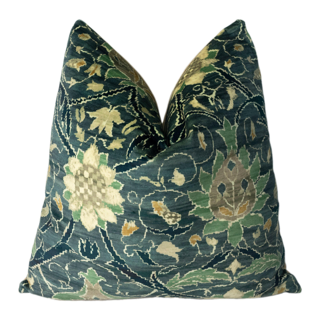 William Morris - Montreal Velvet - Indigo / Slate - Stunning Classic English Designer Cushion Cover Throw Pillow Home Decor.