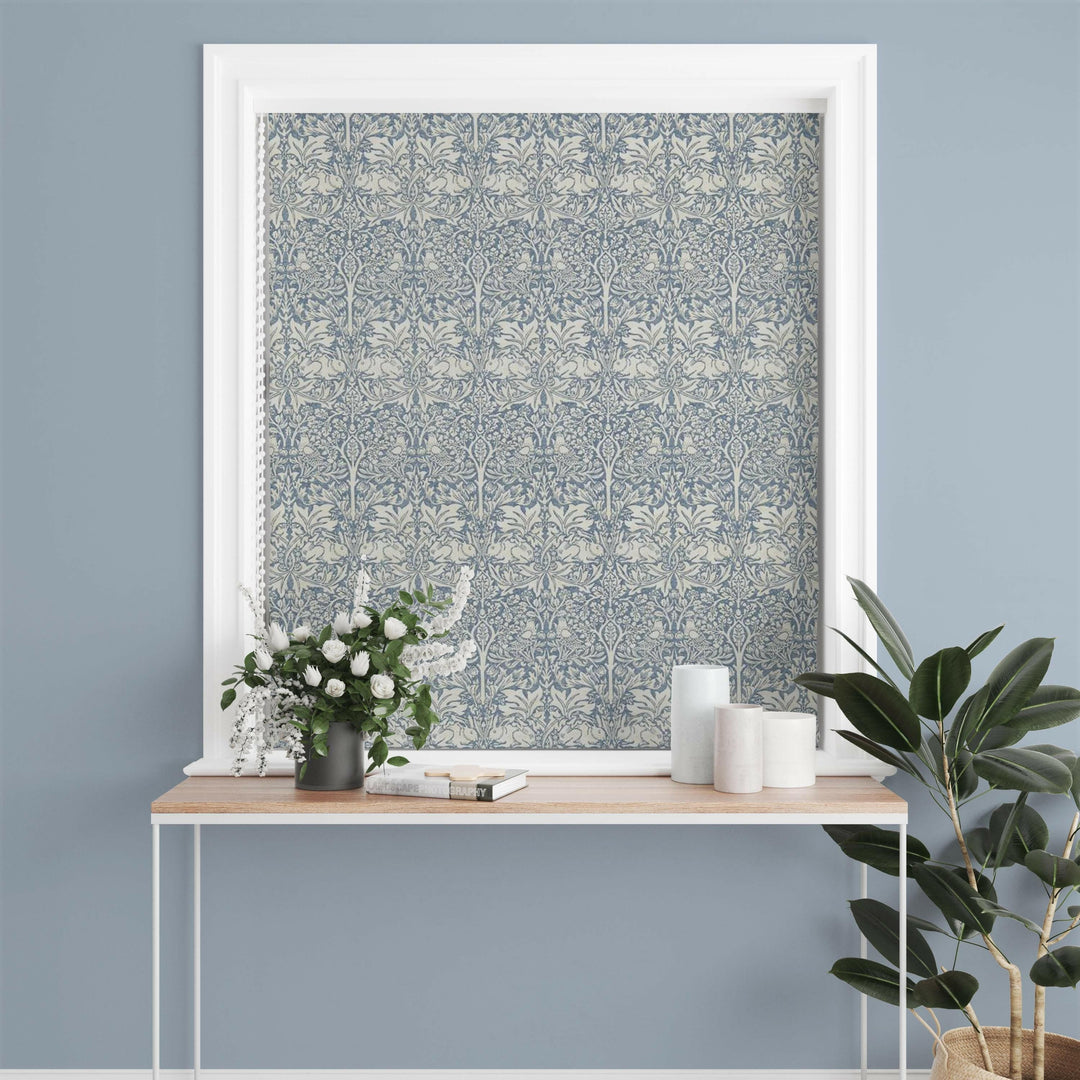 William Morris - Brer Rabbit  - Slate / Vellum - Made To Measure Professionally Made Roman Blind Designer Home Decor.