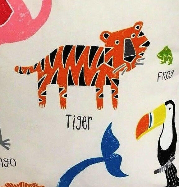 Scion Fabric - Animal Magic - Tutti Frutti / Chalk - Cute Zoo Animal Cushion Cover - Perfect For Children's Room or Nursery - Throw Pillow.