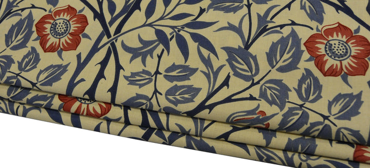 William Morris - Sweet Briar - Indigo / Red  - Professionally Made Roman Blind Made to Measure.
