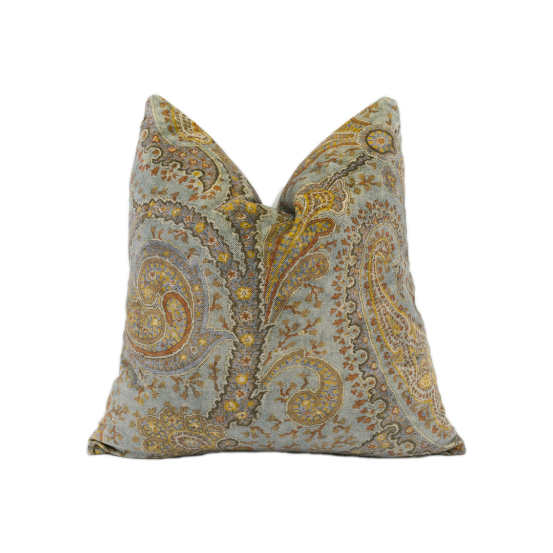 Colefax and Fowler - Cornelius - Aqua - Evocative Paisley Velvet Designer Cushion Cover - Handmade Throw Pillow - Luxury Home Decor.