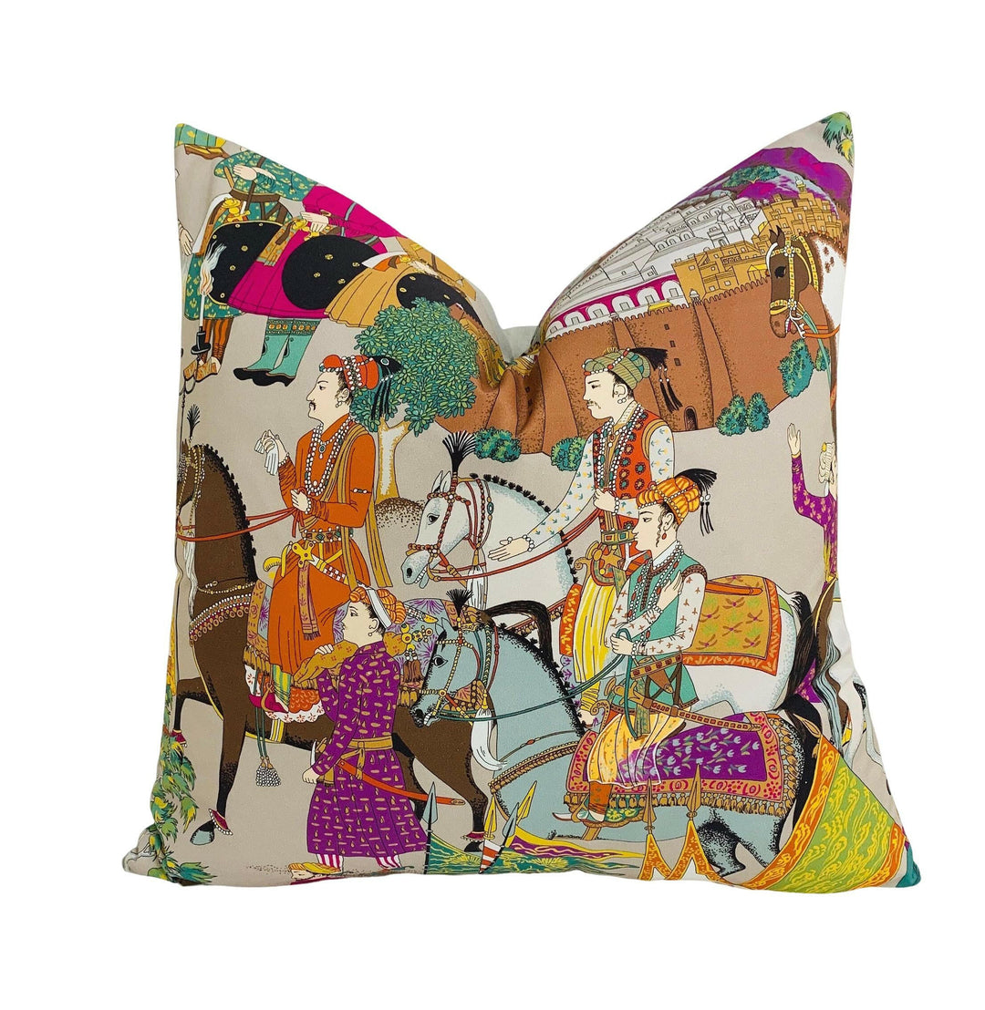 Manuel Canovas - Dara - Taupe - Colourful Indian Inspired Maharajah Cushion Cover - Handmade Throw Pillow Designer Home Decor.