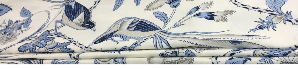 Schumacher - Campagne - Bleu & Gris - Made To Measure Professionally Made Roman Blind.