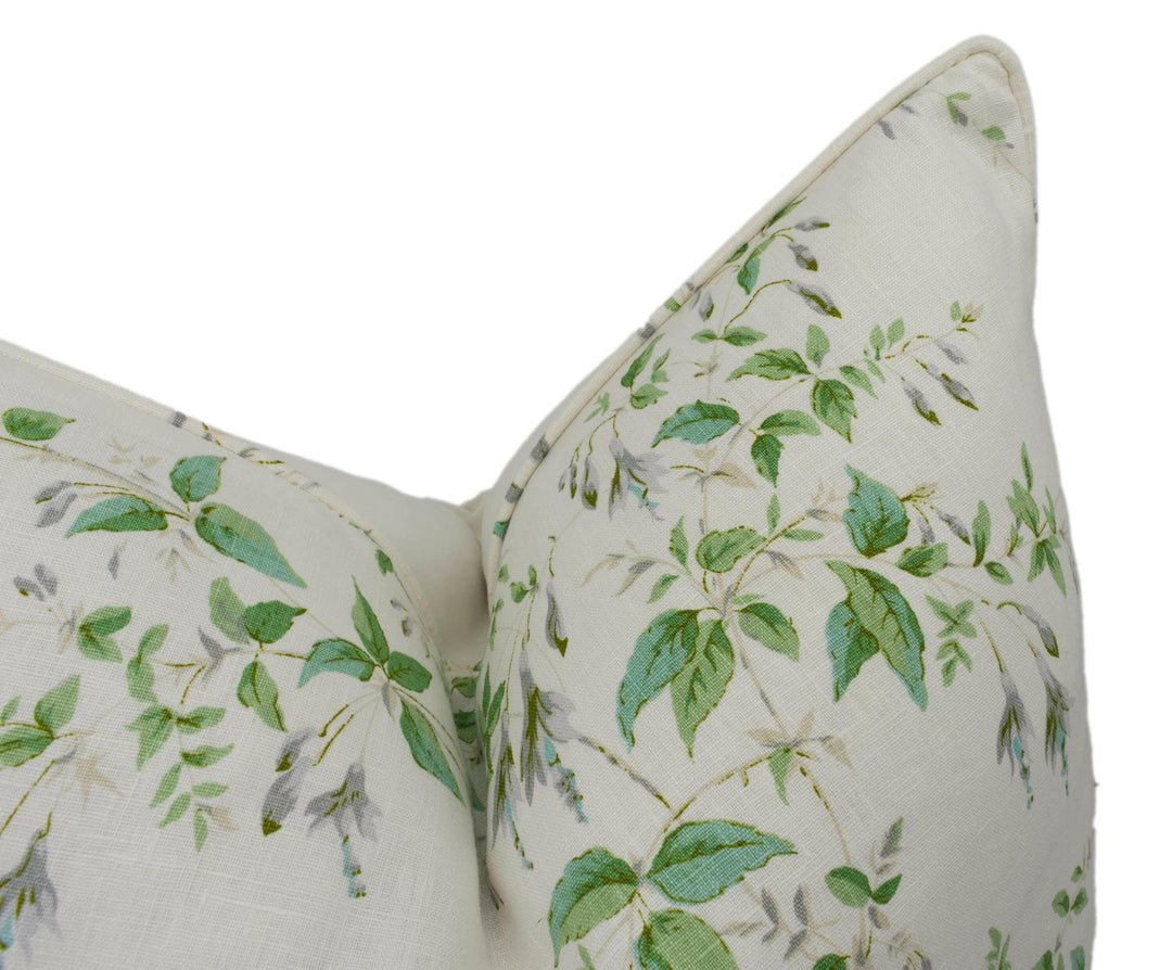 Colefax and Fowler - Fuchsia - Silver / Leaf - Delicate Floral Designer Cushion Cover - Handmade Throw Pillow - Luxury Home Décor.