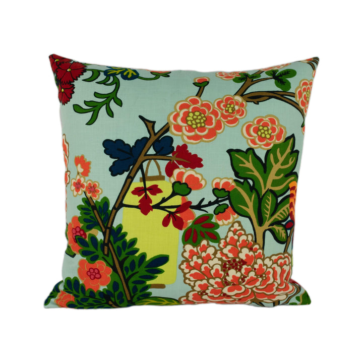 Schumacher – Chiang Mai – Aquamarine – Cushion Cover – Chinoiserie Outdoor Pillow