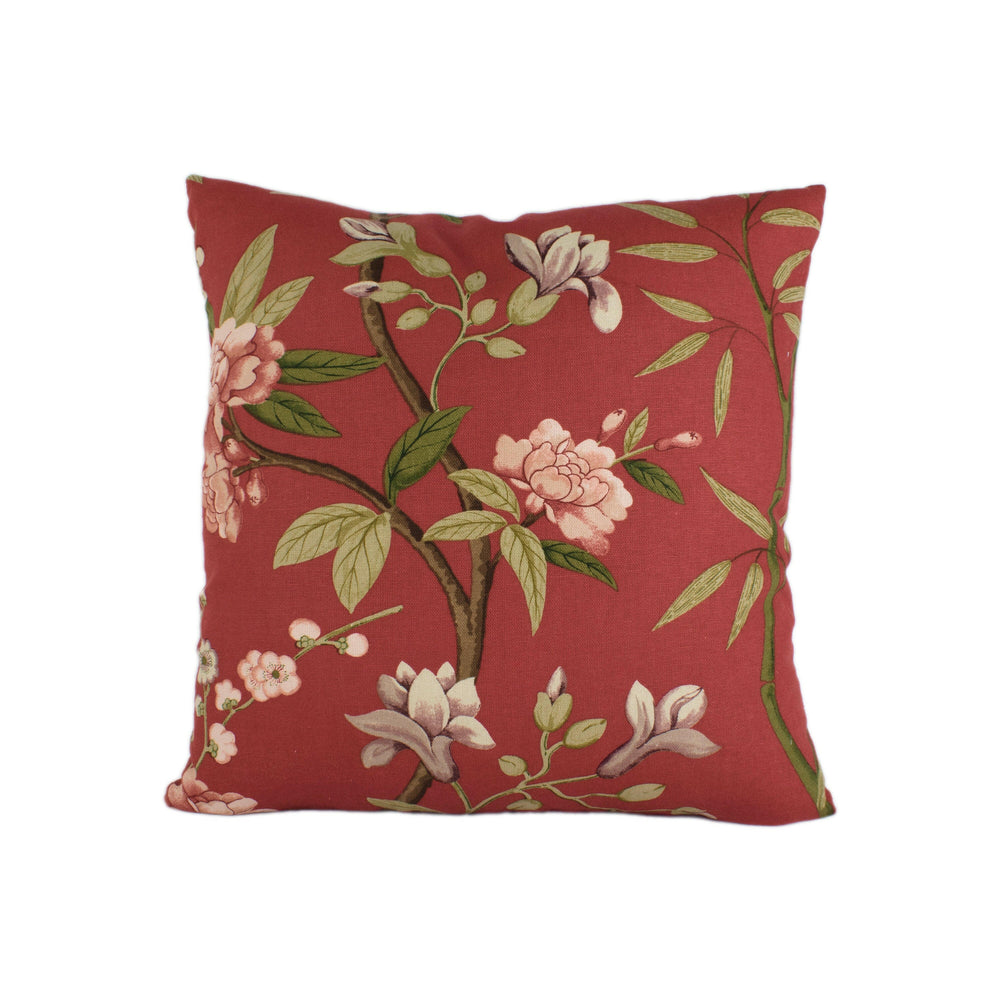 GP and J Baker - Peony & Blossom - Red / Moss - Stunning Designer Cushion Cover Home Decor Throw Pillow.