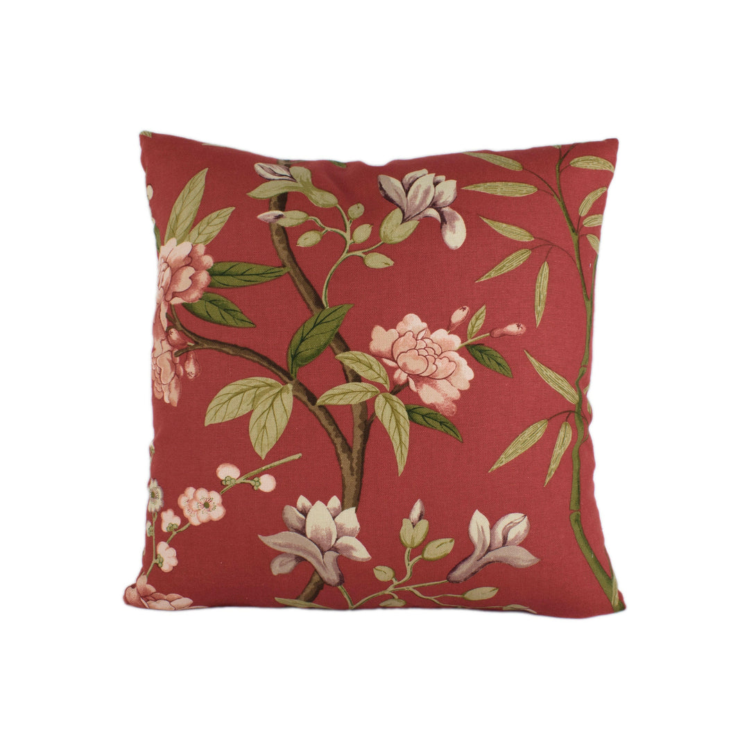 GP and J Baker - Peony & Blossom - Red / Moss - Stunning Designer Cushion Cover Home Decor Throw Pillow.