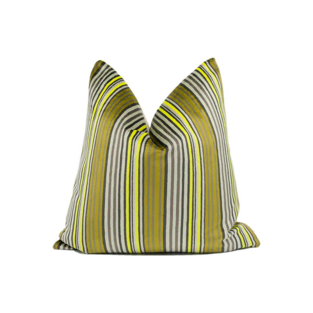 Modern Bright Striped Velvet Cushion Cover - Handmade Throw Pillow - Designer Home Décor.