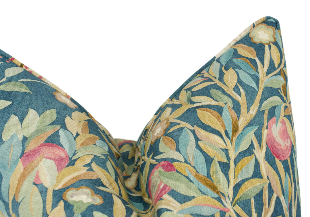 William Morris - Melsetter - Indigo - Beautiful Fresco Floral Designer Cushion Cover - Luxury Throw Pillow - Handmade Home Decor.