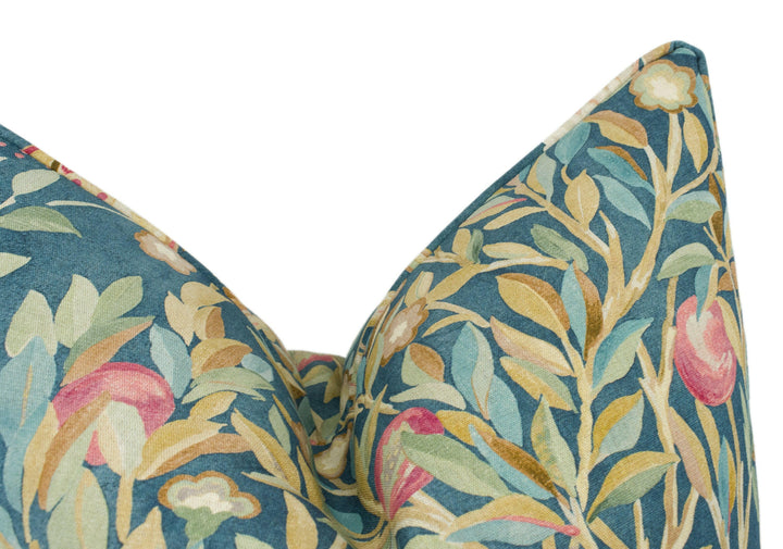 William Morris - Melsetter - Indigo - Beautiful Fresco Floral Designer Cushion Cover - Luxury Throw Pillow - Handmade Home Decor.