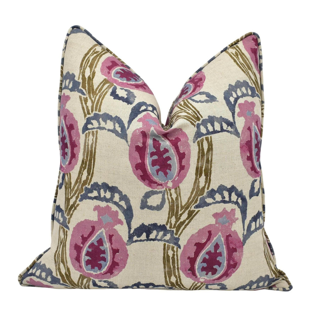 William Yeoward x Designers Guild - Malati - Mulberry - Floral Indian Pomegranate Designer Cushion Cover - Luxury Throw Pillow - Handmade.