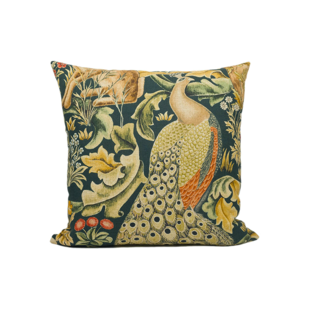 William Morris - Forest Linen - Charcoal - Elegant English Countryside Wildlife Cushion Cover - Handmade Throw Pillow - Designer Home Décor.