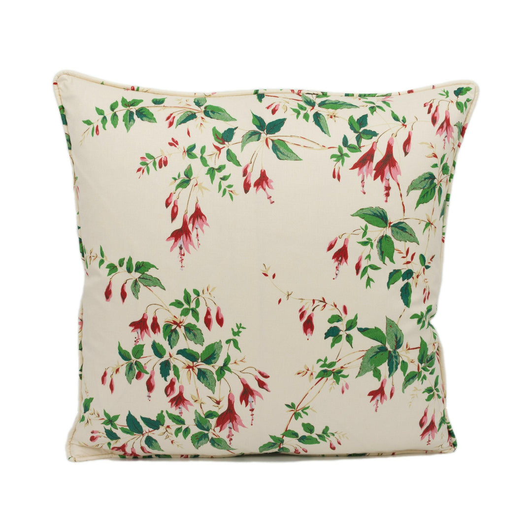 Colefax and Fowler - Fuchsia Chintz - Red - Graceful Delicate Floral Designer Cushion Cover - Handmade Throw Pillow - Luxury Home Décor.
