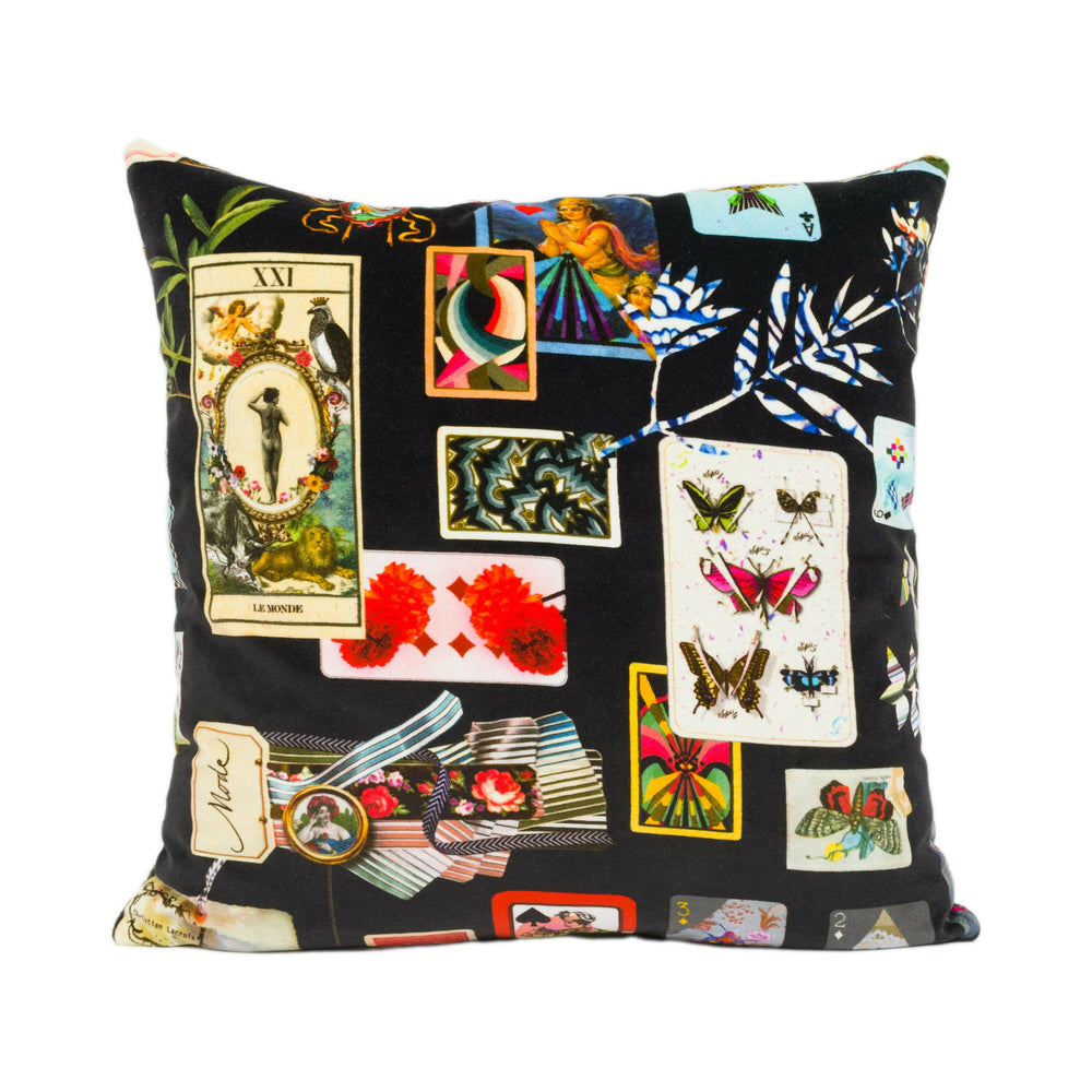 Designers Guild x Christian Lacroix - Maison De Jeu - Reglisse - House of Cards Velvet Cushion Cover - Tarot Throw Pillow - Quirky Designer.