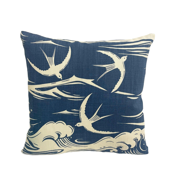 Sanderson - Swallows at Sea - Navy - Stunning Cushion Cover Throw Pillow Designer Home Decor.