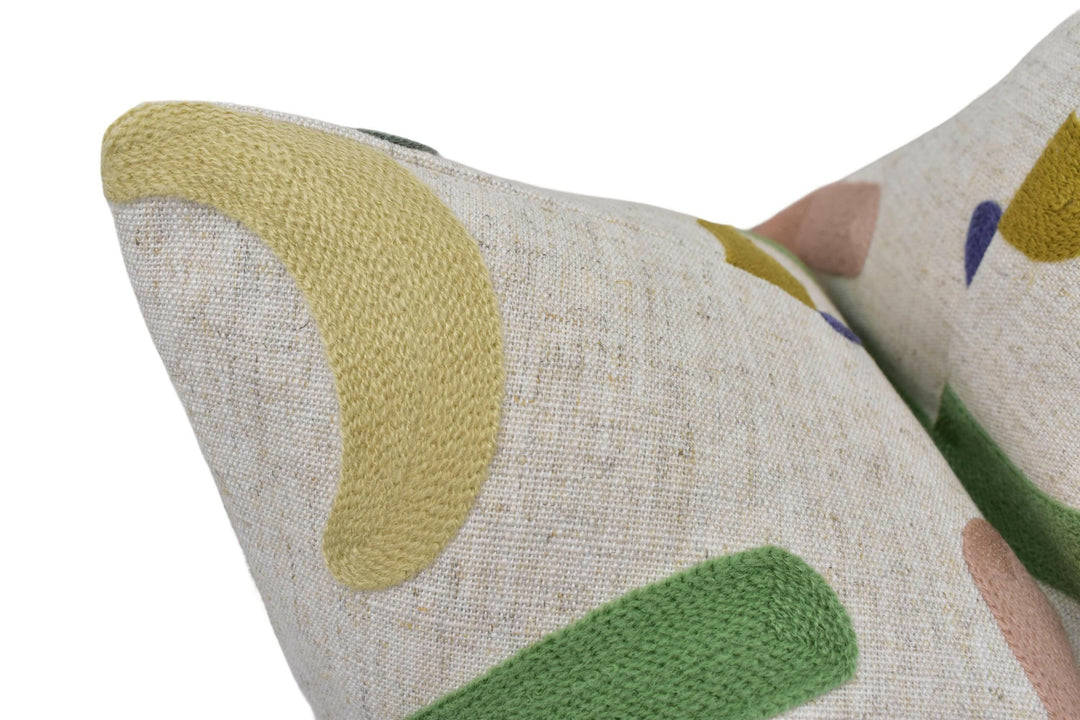 Camengo - Kaolin - Purple - Beautifully Simplistic Embroidered Curves Designer Cushion Cover - Luxury Throw Pillow - Handmade Home Decor.