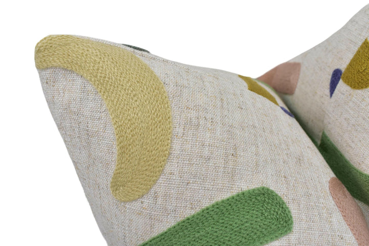 Camengo - Kaolin - Purple - Beautifully Simplistic Embroidered Curves Designer Cushion Cover - Luxury Throw Pillow - Handmade Home Decor.