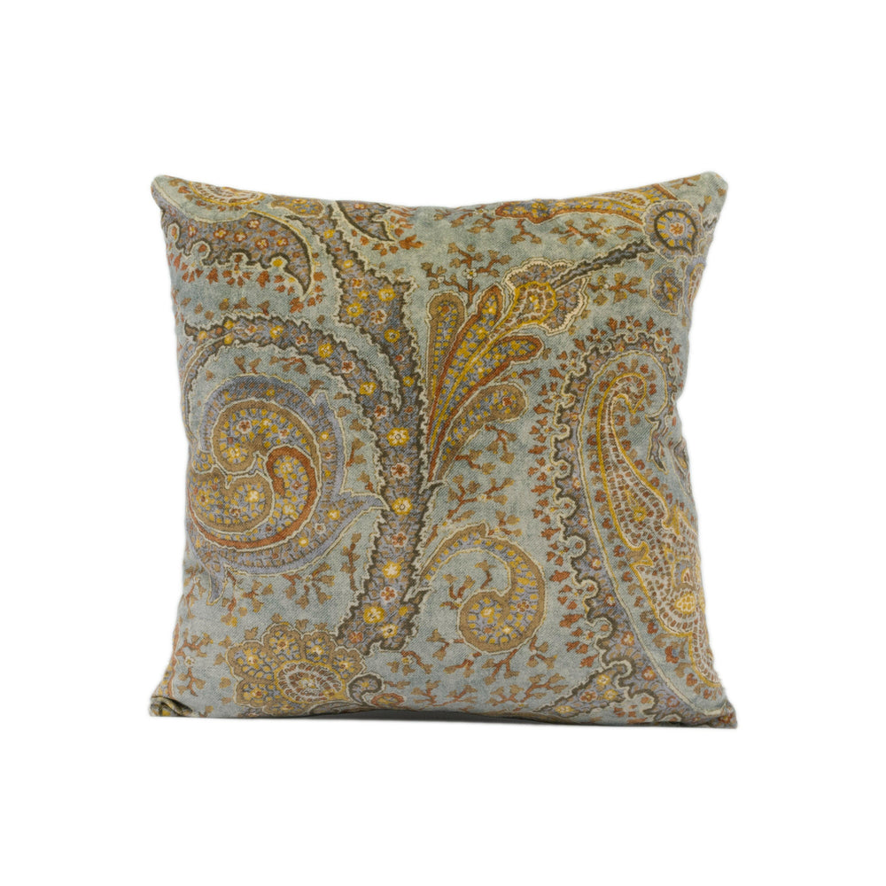 Colefax and Fowler - Cornelius - Aqua - Evocative Paisley Velvet Designer Cushion Cover - Handmade Throw Pillow - Luxury Home Decor.
