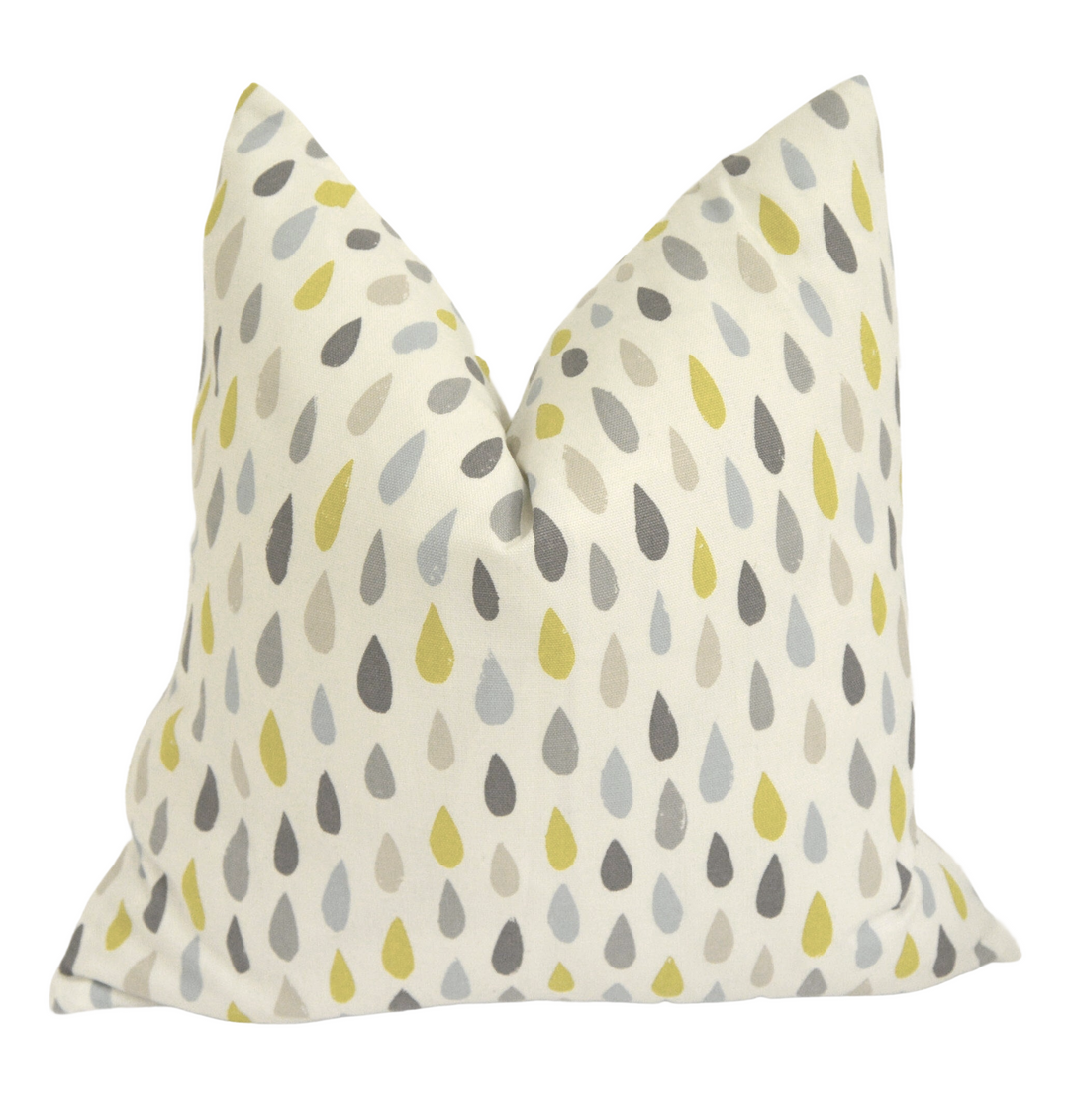 Scion - Splish Splash - Slate / Pickle / Paper - Cute Raindrop Cushion Cover Handmade Throw Pillow Designer Home Decor.