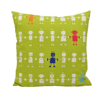 Thumbnail for a green pillow with robots on it