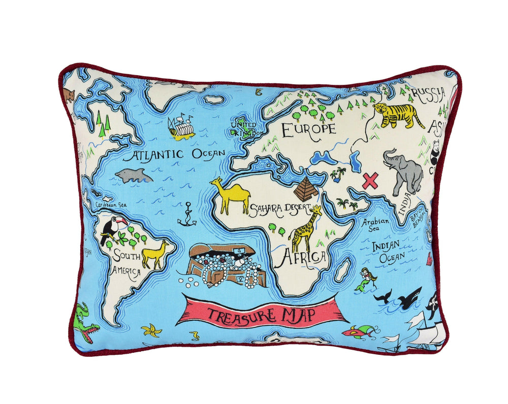 Sanderson - Treasure Map - Sea Blue - Cushion Cover Throw Pillow Designer Home Decor.