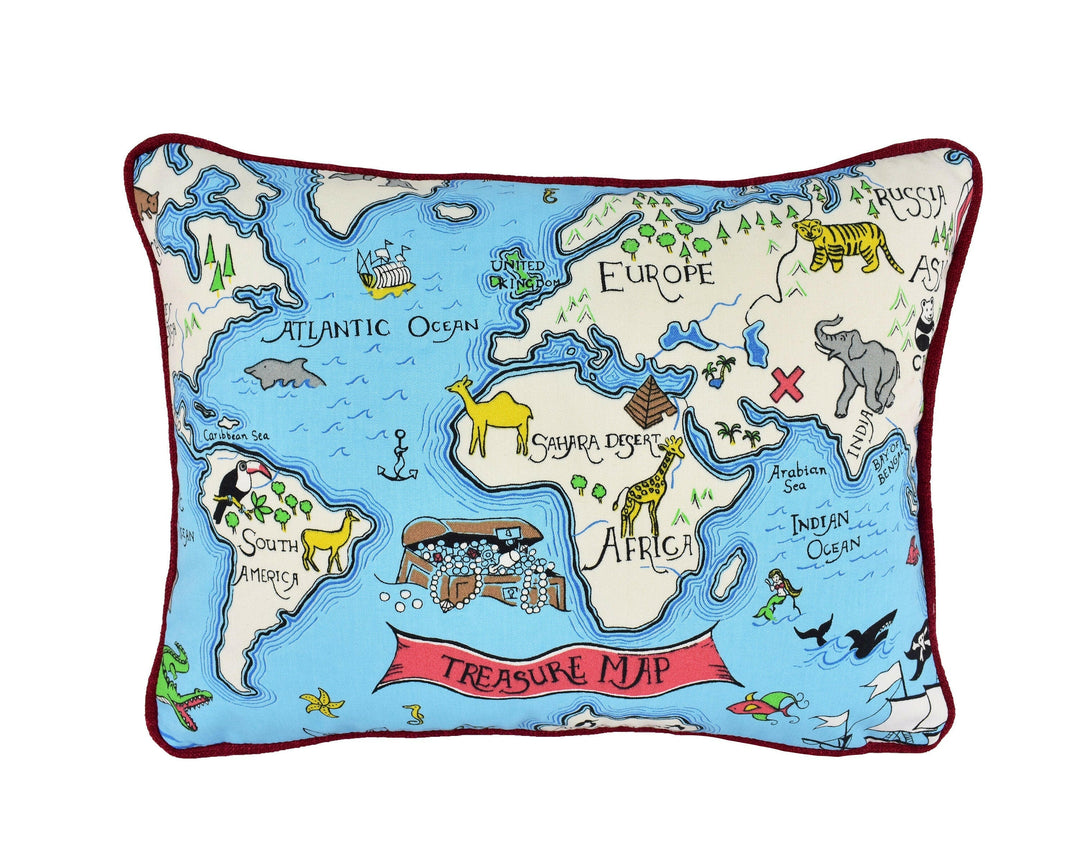 Sanderson - Treasure Map - Sea Blue - Cushion Cover Throw Pillow Designer Home Decor.