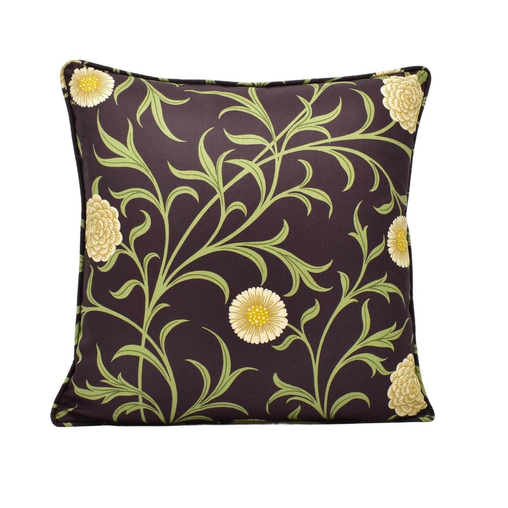 William Morris - Scroll - Black / Thyme - Medieval Trailing Floral Designer Cushion Cover - Classic English Luxury Throw Pillow - Handmade.