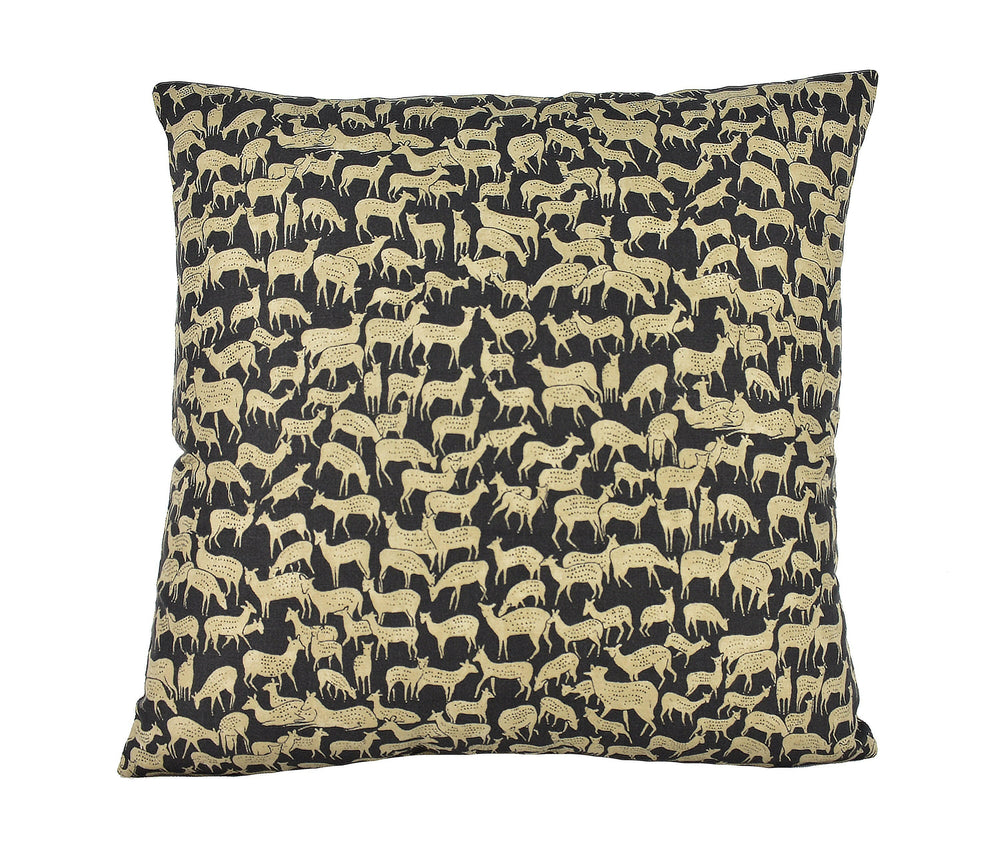 Schumacher - Fauna - Carbon - Charming & Unique Deer Designer Cushion Cover - Handmade Throw Pillow - Luxury Home Decor.
