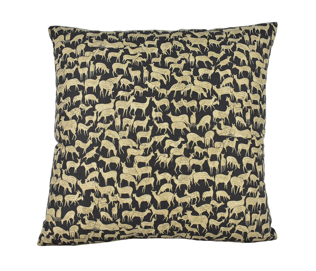 Schumacher - Fauna - Carbon - Charming & Unique Deer Designer Cushion Cover - Handmade Throw Pillow - Luxury Home Decor.