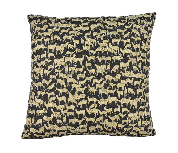 Schumacher - Fauna - Carbon - Charming & Unique Deer Designer Cushion Cover - Handmade Throw Pillow - Luxury Home Decor.
