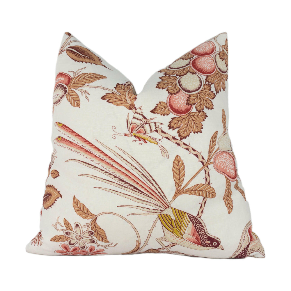 Schumacher - Campagne - Rose & Ochre - Lush Lively French Floral Designer Cushion Cover - Handmade Throw Pillow - Designer Home Decor.
