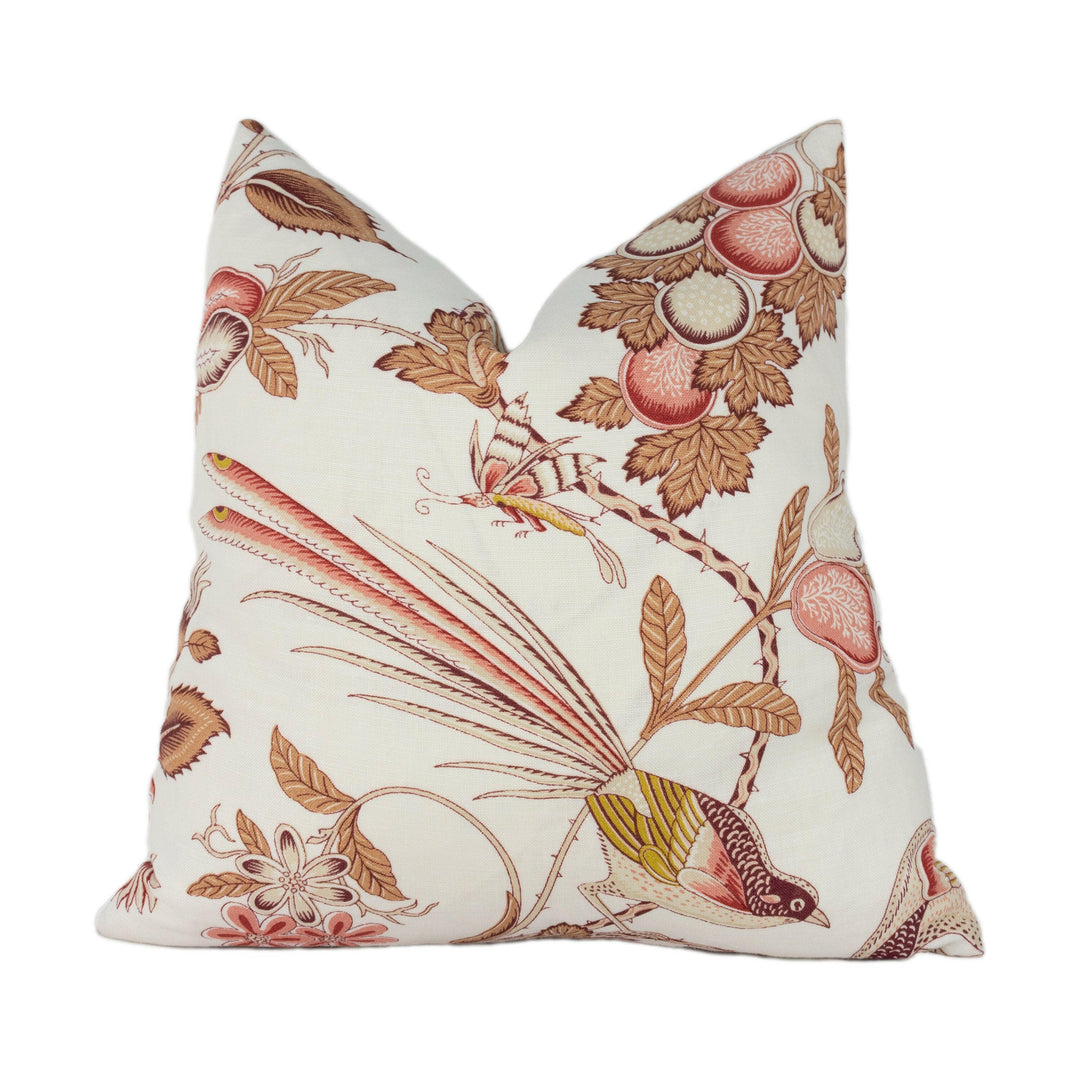 Schumacher - Campagne - Rose & Ochre - Lush Lively French Floral Designer Cushion Cover - Handmade Throw Pillow - Designer Home Decor.