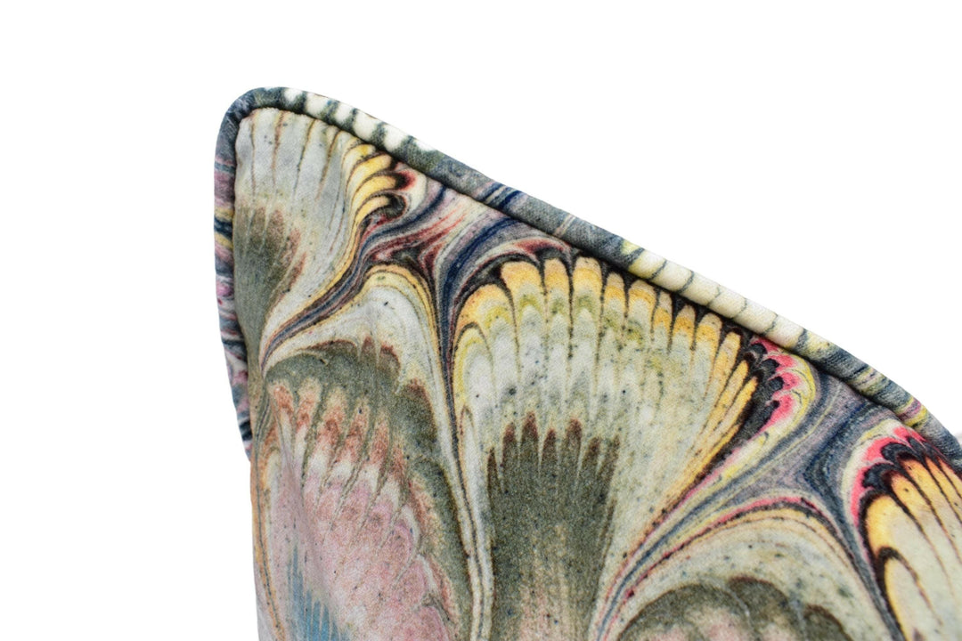 Beata Heuman - Marbleized Velvet - Marvellous Sumptuous Unique Marbled Designer Cushion Cover - Handmade Home Décor - Luxury Throw Pillow.