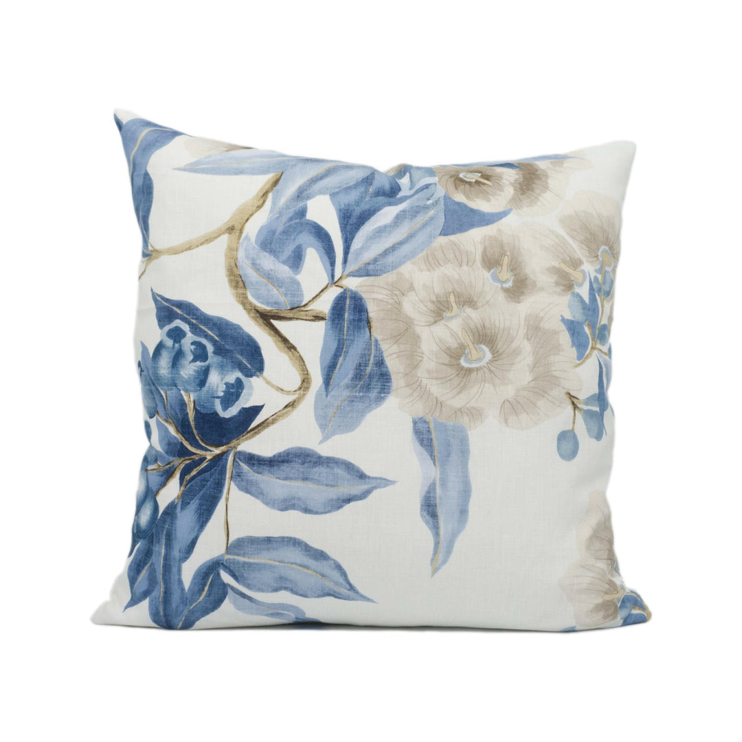 Thibaut - Camellia Garden - Linen and Navy - Beautiful English Trailing Floral Cushion Cover - Handmade Throw Pillow - Designer Home Décor.