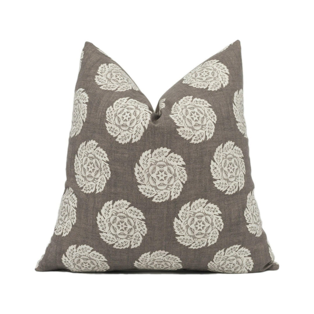 William Yeoward - Designers Guild - Barrameda - Biscuit - Floral Rosette Cushion Cover - Handmade Throw Pillow - Designer Home Décor.