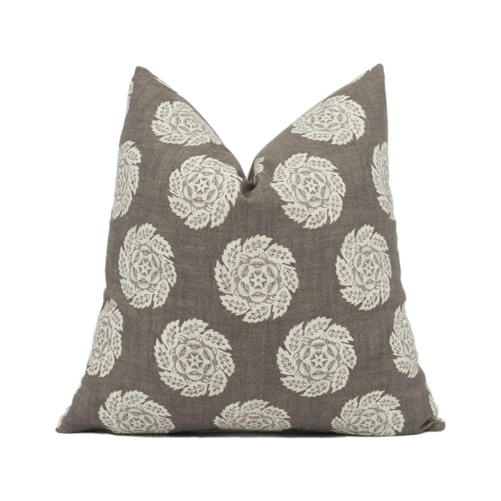 William Yeoward - Designers Guild - Barrameda - Biscuit - Floral Rosette Cushion Cover - Handmade Throw Pillow - Designer Home Décor.